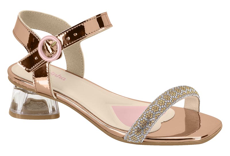 SANDALIAS MOLEKINHA METAL GLAMOUR/TP PR MEIA CANA 2346.110